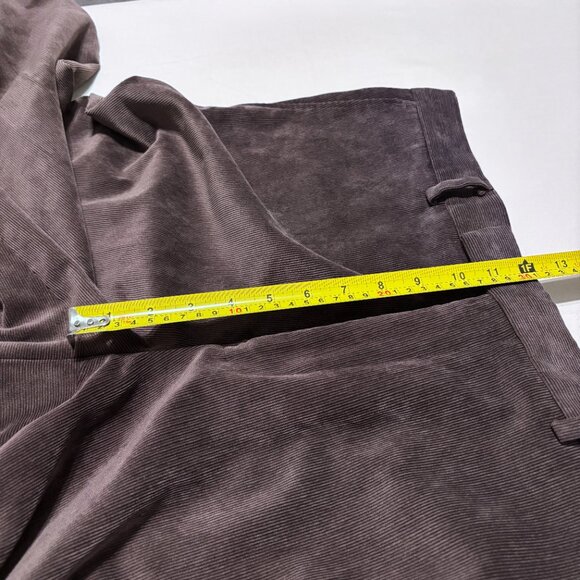 Perry Ellis Corduroy Pants Men's 34x32 Dark Brown Preppy Soft Stretch Flat Front - Picture 10 of 12